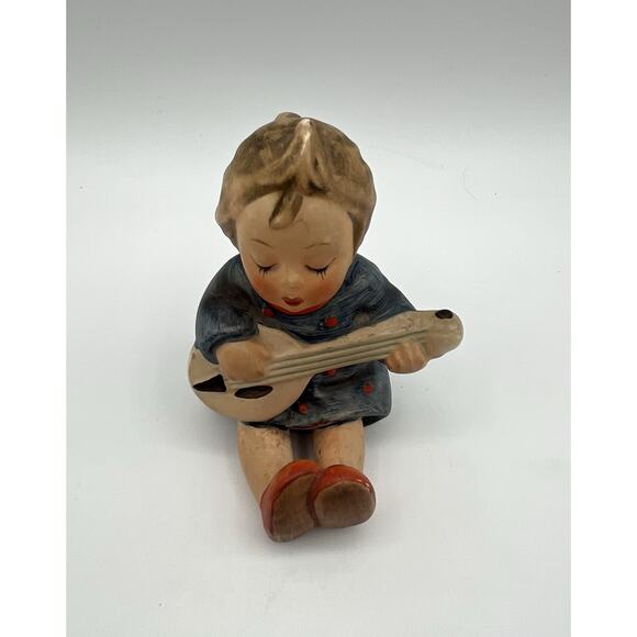 Goebel Hummel JOYFUL Girl Playing Banjo Figurine 3.75” TMK3 West Germany - Picture 2 of 6